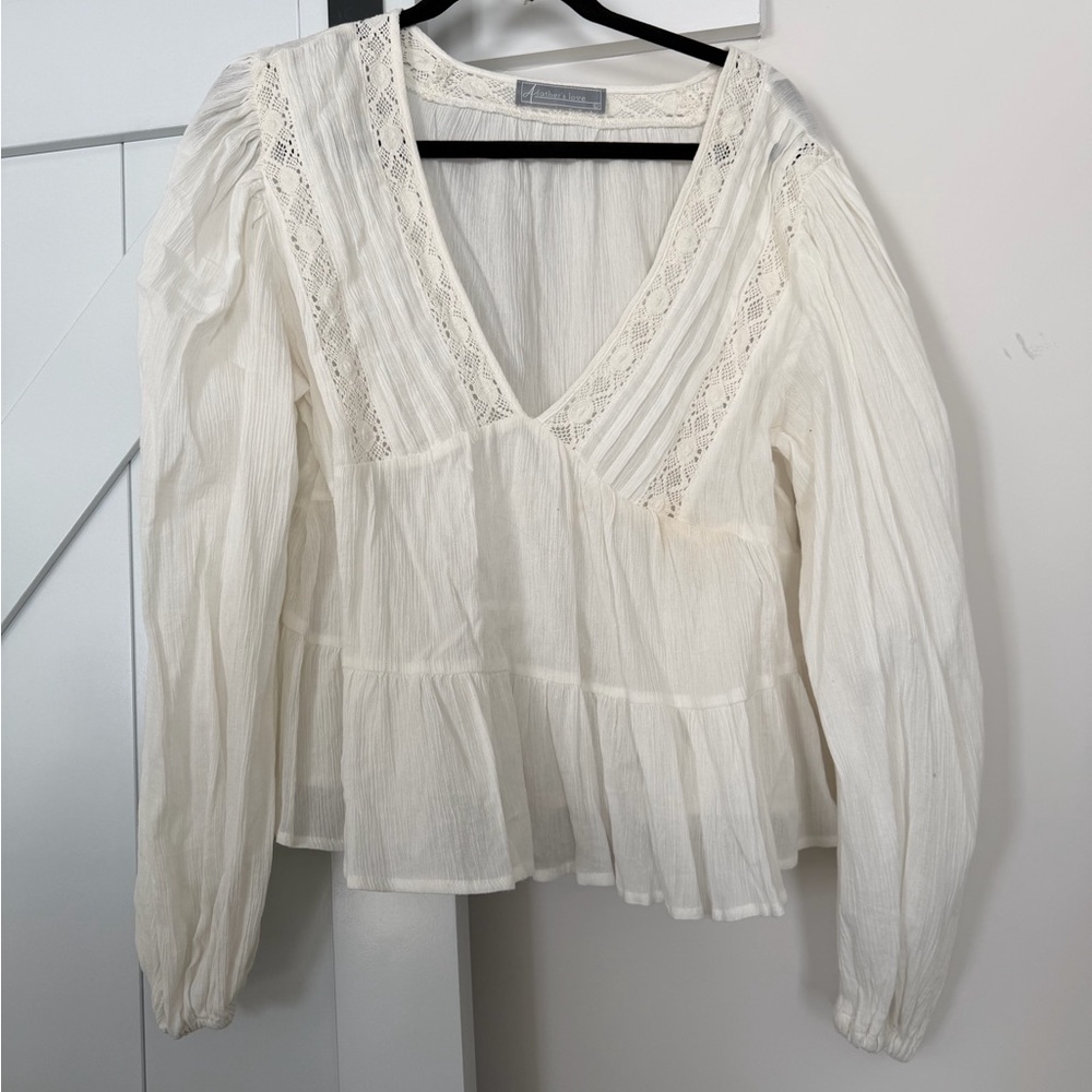 Elegant White Lace Trim Blouse
